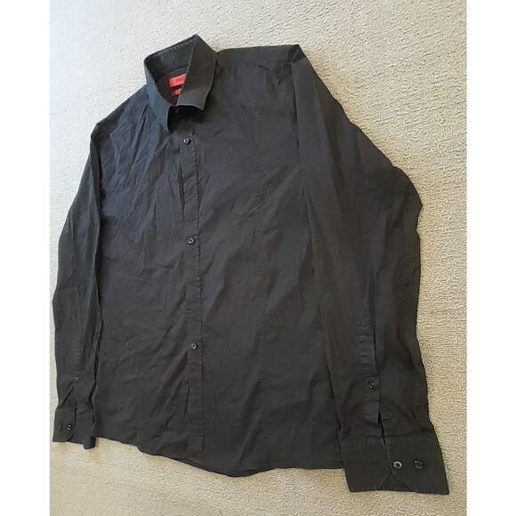 HUGO Hugo Boss Mens Small Black Slim Line Long Sleeve Dress Shirt - Picture 2 of 13